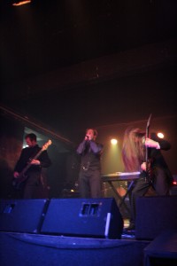 The band onstage at the Monuments launch show, December 2010.